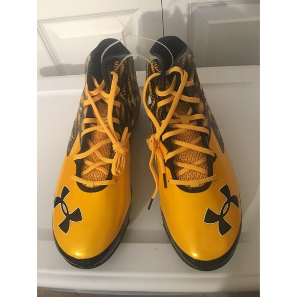 New Under Armour UA Nitro Mid D‎ Mens Football Cleats Yellow Sz 15 1270446-054 - Picture 3 of 10